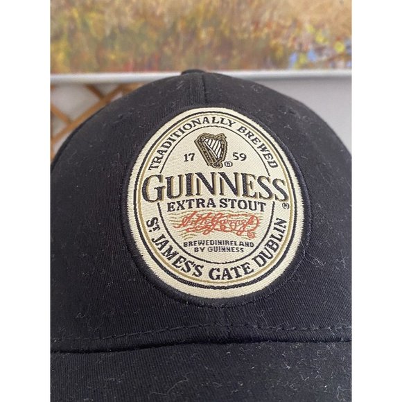 Vintage '95 Guinness Beer Extra Stout 1759 Baseball Cap Hat Black OS Stretch Fit - Picture 3 of 12